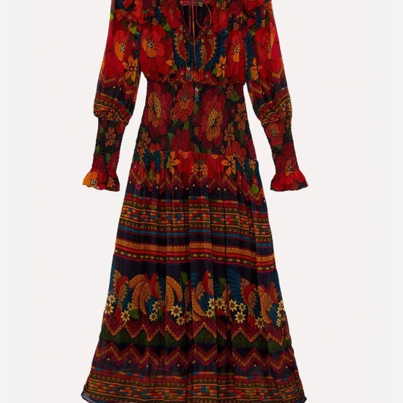 FARM Rio Red and Black Long Sleeve Gown with Bishop Sleeves - Picture 7 of 9